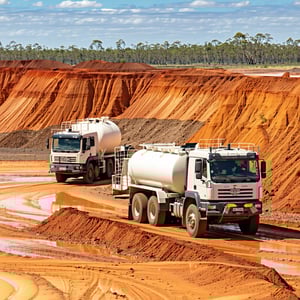 Two water trucks working on a Mine Site in outback Australia-1-1